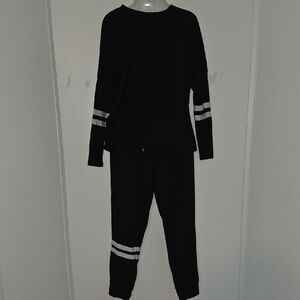 Black Tracksuit with White Stripes